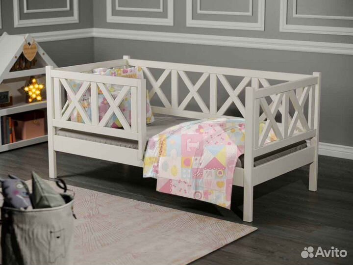 Кроватка высокий борт софа берёза для малыша