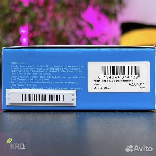 Зарядка Anker 45W USB-C Nano II (Оригинал, новая)