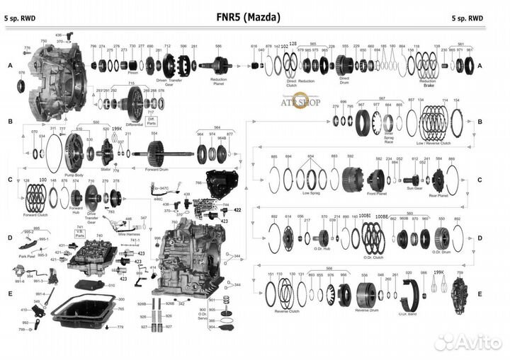 Запчасти на АКПП ford Mazda FNR5 FS5A-EL, 5F27E