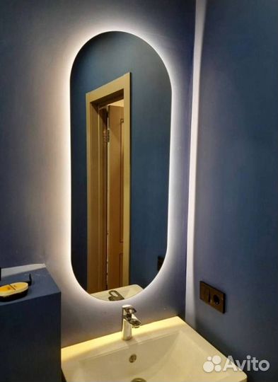 Зеркало капсула «парящее» с LED подсветкой