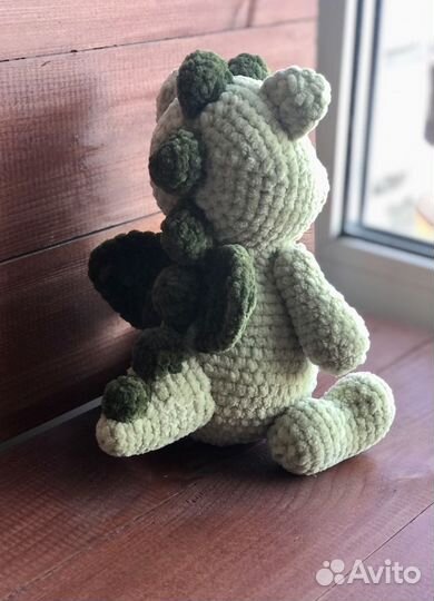 Мягкая вязаная игрушка дракон, ручная работа