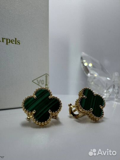 Серьги Van Cleef pure 750 пробы золото