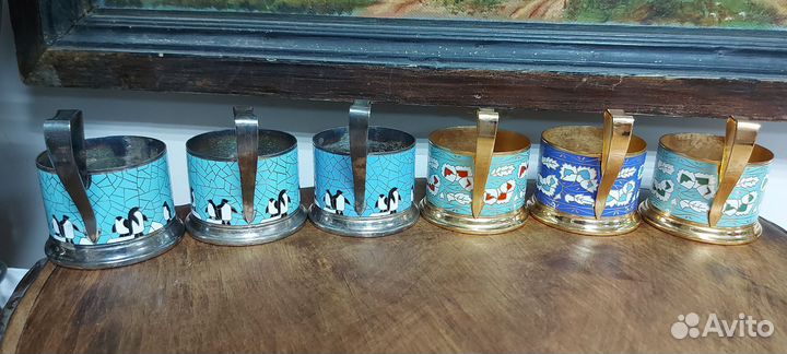 Подстаканники СССР эмаль серебрение позолота