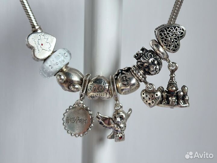 Pandora браслет оригинал 18см. 11 шармов