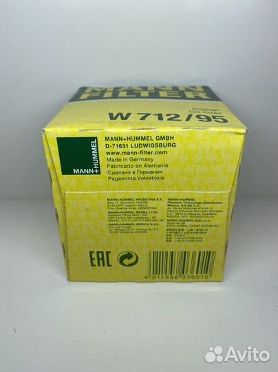 Фильтр Масляный mann-filter W712/95 VAG 1.2/1.4TSI