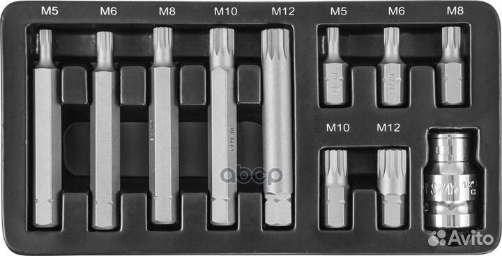 Набор вставок-бит 10 мм DR spline с переходнико