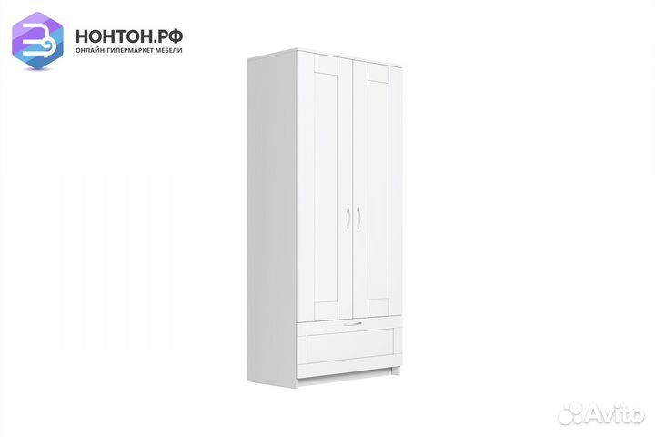 Шкаф двухстворчатый Сириус белый с одним ящиком