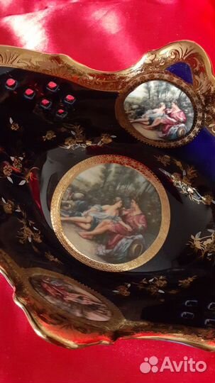 Конфетница.Фарфор.Кобальт.Позолота.Китай