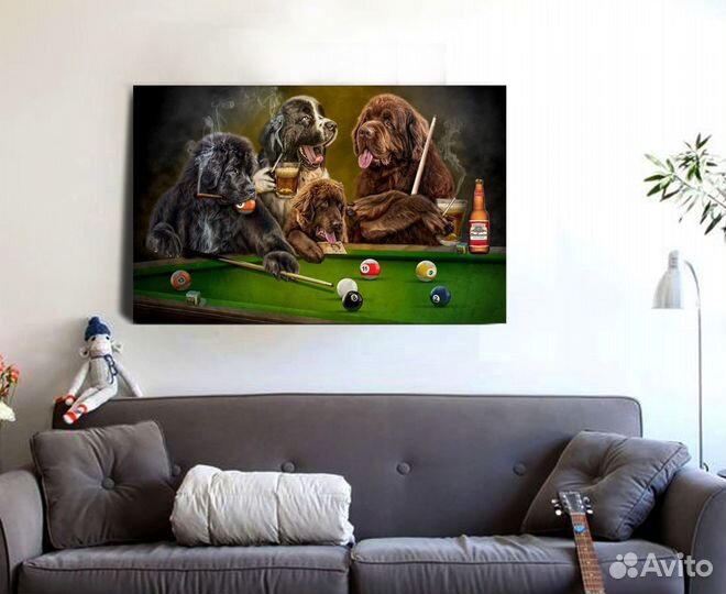 Картина Собаки играют в бильярд