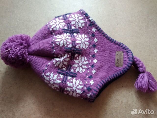 Шапка+ печатки, для девочки, 7-10 лет