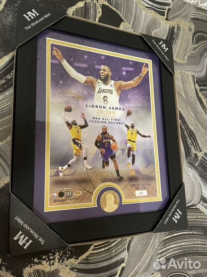 Картина Леброн Джеймс с монетой Лейкерс