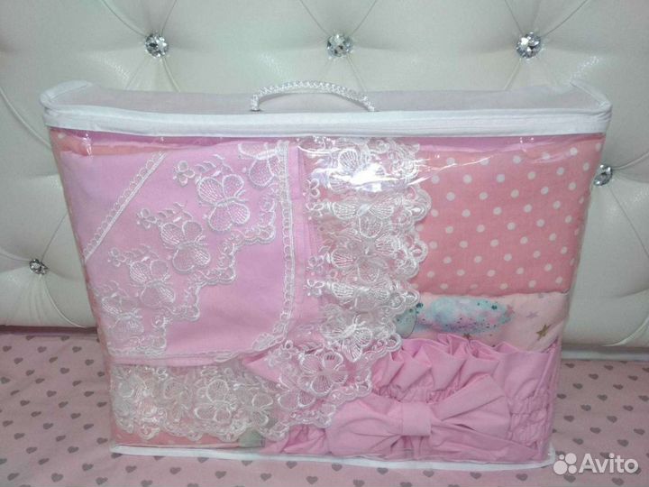 Одеяло + бант + пелёнка с кружевом