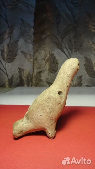 Старинная глиняная свистулька,птичка.Оригинал