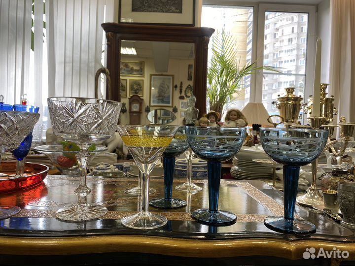 Шампаньки хрусталь, стекло винтаж