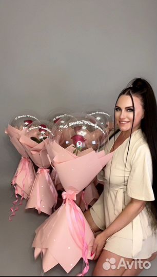Живая роза в воздушном шаре, Домодедово/Москва