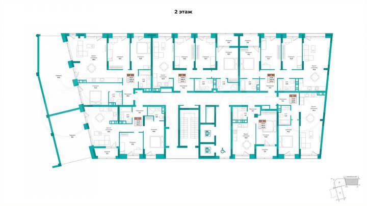 1-к. квартира, 57,5 м², 2/9 эт.