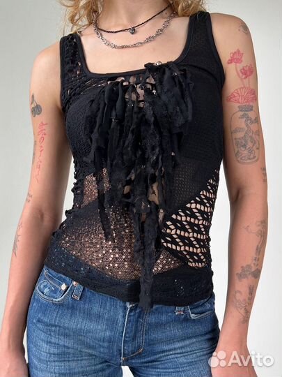 Топ Kikiriki рваный в стиле гранж