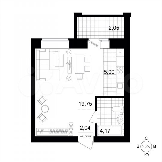 1-к. квартира, 31 м², 1/4 эт.