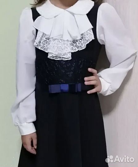Блузка белая школьная нарядная р.134