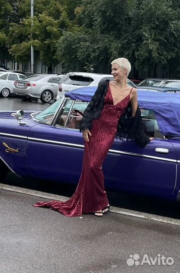 Платье бордовое вечернее 40-42