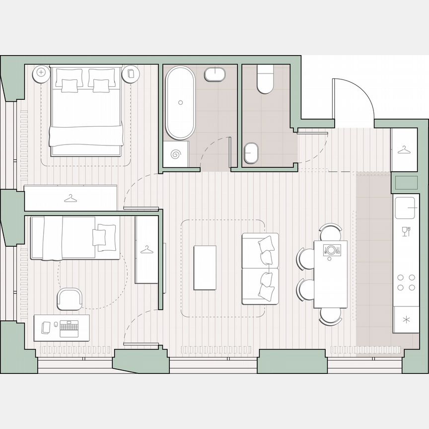 2-к. квартира, 54,4 м², 15/27 эт.