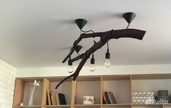 Люстра (Светильник) из натурального дерева