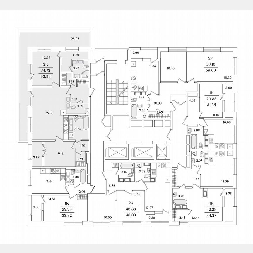 2-к. квартира, 84 м², 19/22 эт.