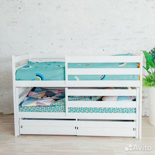 Кроватка матрешка эко из массива выдвижная от 2х л