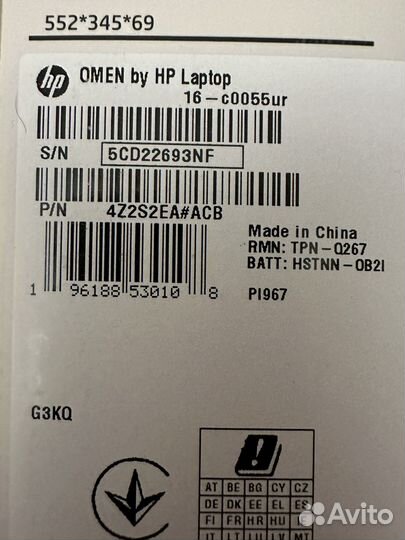 HP omen 16 5900HX\16GB\6600M 8GB\1TB\NoOS новый