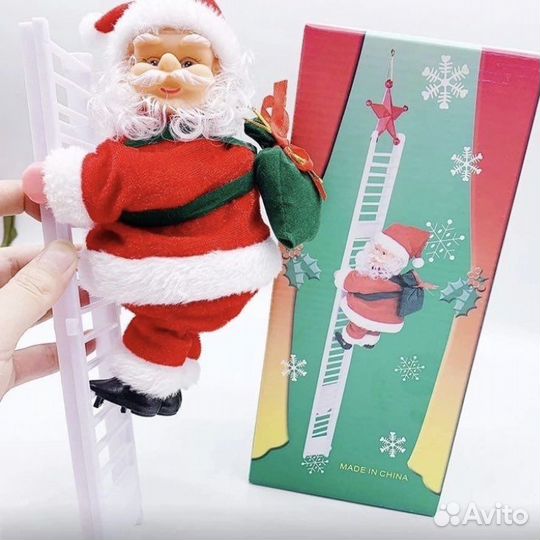 Дед мороз на лестнице музыкальная игрушка