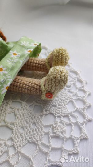 Вязаные игрушки ручной работы зайчик