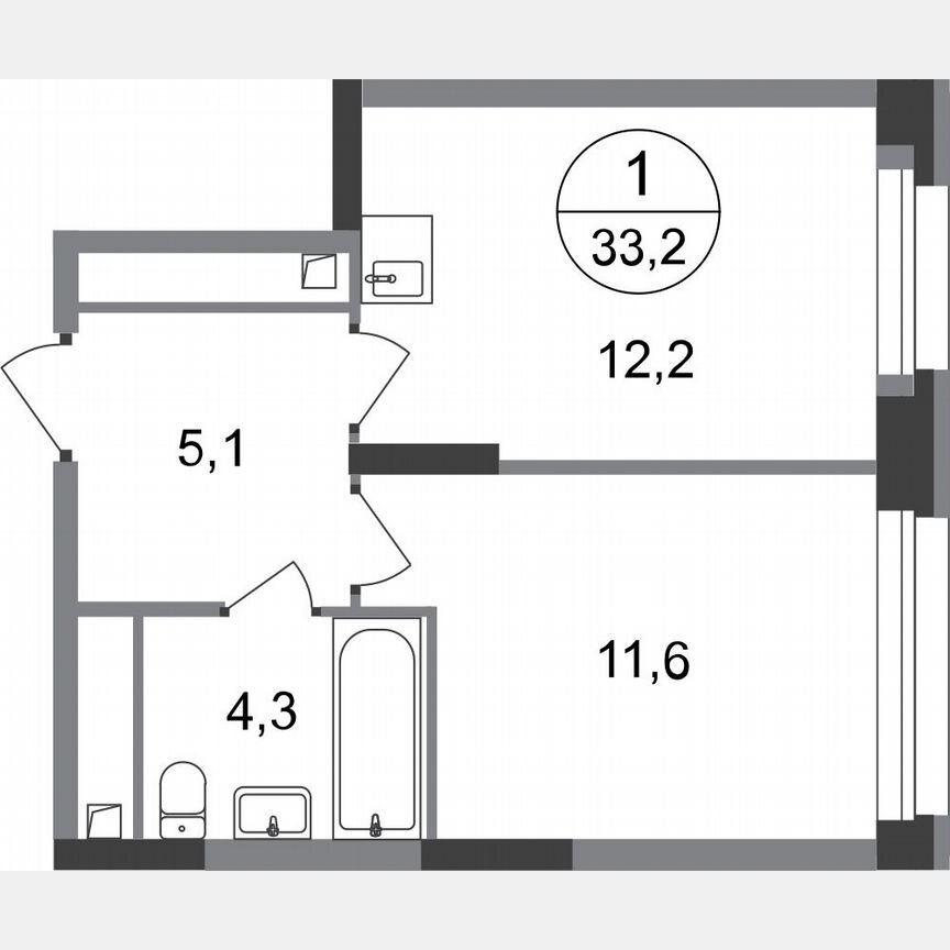 1-к. квартира, 33,2 м², 17/20 эт.