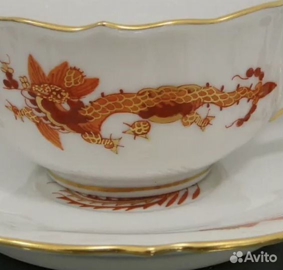 Чашка блюдце антик Мейссен дракон Meissen чайная и
