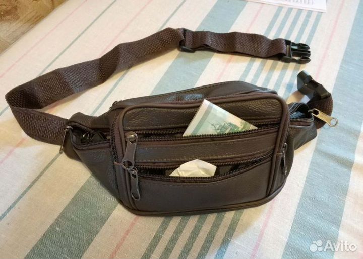 Сумка на пояс мужская кожаная