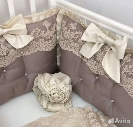 Бортики в кроватку + балдахин 6 предметов