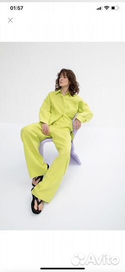 Льняной костюм lime