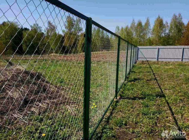 Забор под ключ из сетки рабицы