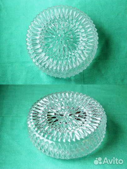 Ваза стеклянная прозрачная круглая винтажная 25 см