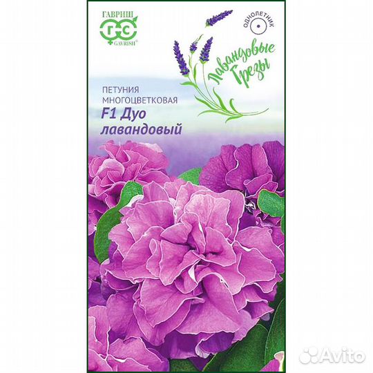 Петуния Дуо лавандовый многоцветковая F1