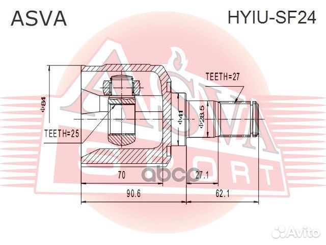 Шрус внутренний hyundai/ santa FE 2000-2006/25*