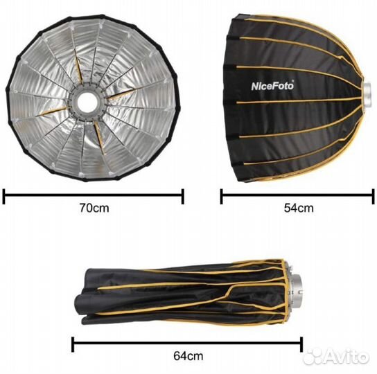 Софтбокс NiceFoto Beauty dish LED-60cm (с сотами)