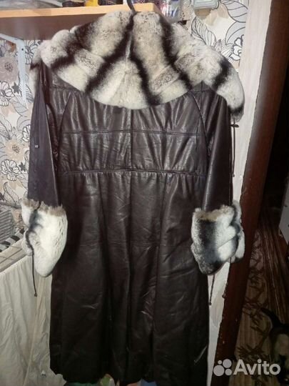 Пальто кожа+шиншилла 48-50