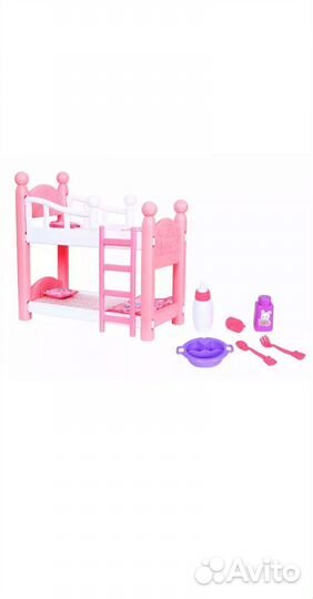 Кроватка и принадлежности для кукольного домика