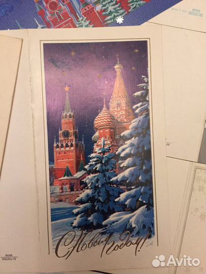 Открытки новогодние, винтаж, чистые