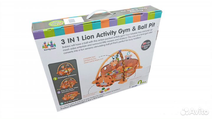 Детский коврик развивающий Лев 3в1
