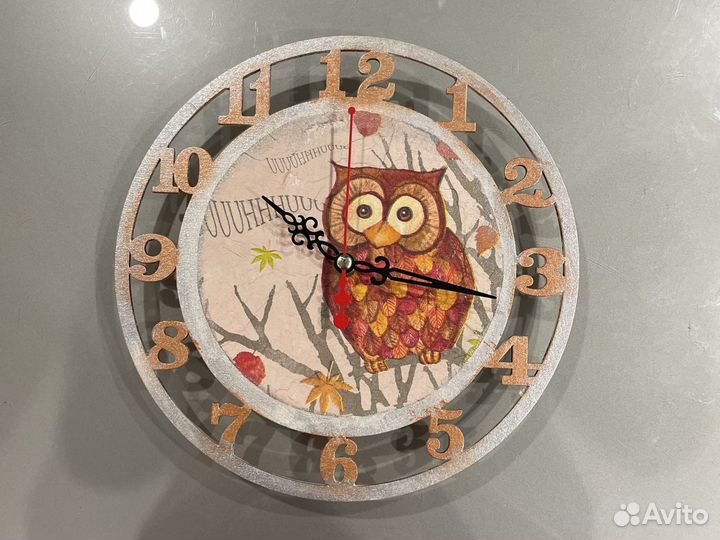 Часы настенные деревянные сова совушка