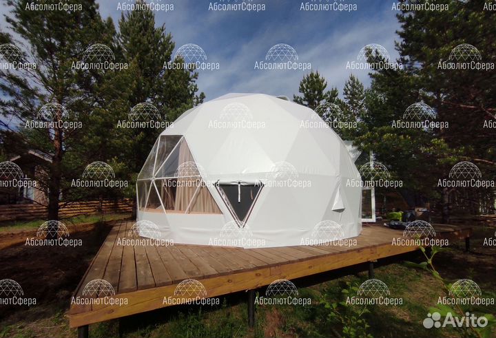 Летний геокупол для глэмпинга. Сферический шатерD5
