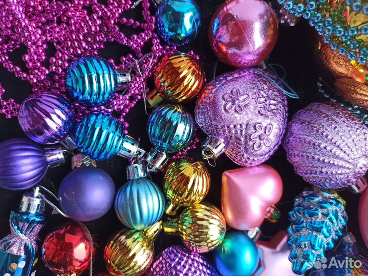 Новогодние украшения пластик стекло бусы гирлянды