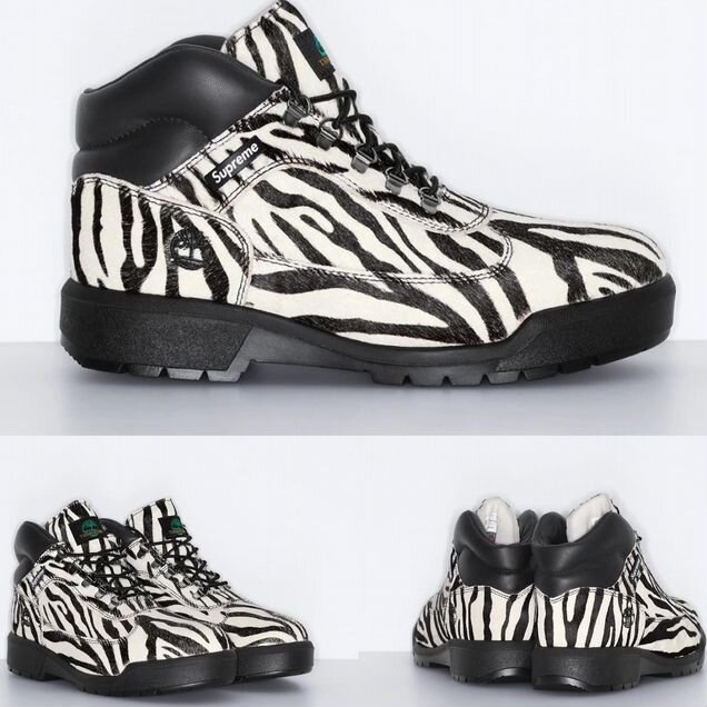 Supreme x Timberland Field Boot Mid Zebra