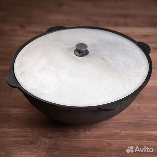 Казан чугунный, 16 л, круглое дно, алюминиевая кры